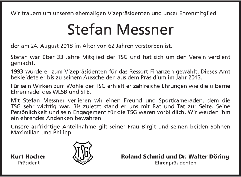  Traueranzeige für Stefan Messner vom 28.08.2018 aus Haller Tagblatt