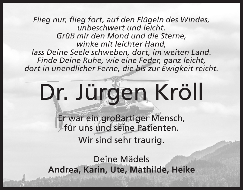  Traueranzeige für Jürgen Kröll vom 09.01.2021 aus Haller Tagblatt