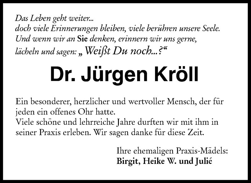  Traueranzeige für Jürgen Kröll vom 12.01.2021 aus Haller Tagblatt