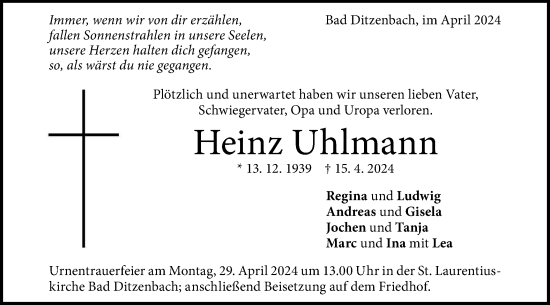 Traueranzeige von Heinz Uhlmann von Geislinger Zeitung