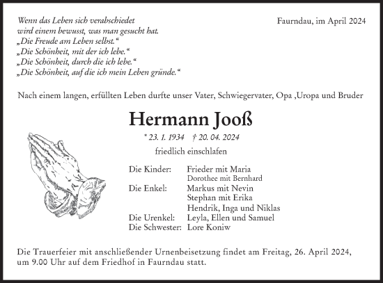 Traueranzeige von Hermann Jooß von NWZ Neue Württembergische Zeitung
